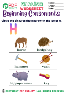 Beginning Consonants with the letter H